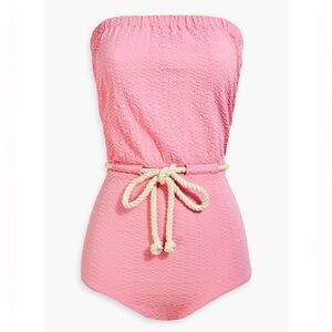 Lisa Marie Fernandez one-piece strapless seersucker swimsuit